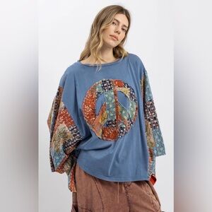 NWT BLUE VELVET PEACE TOP